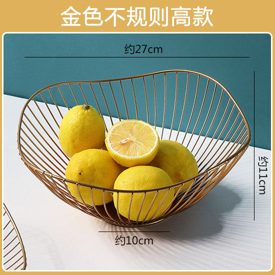 A fruit basket wrought iron storage basket