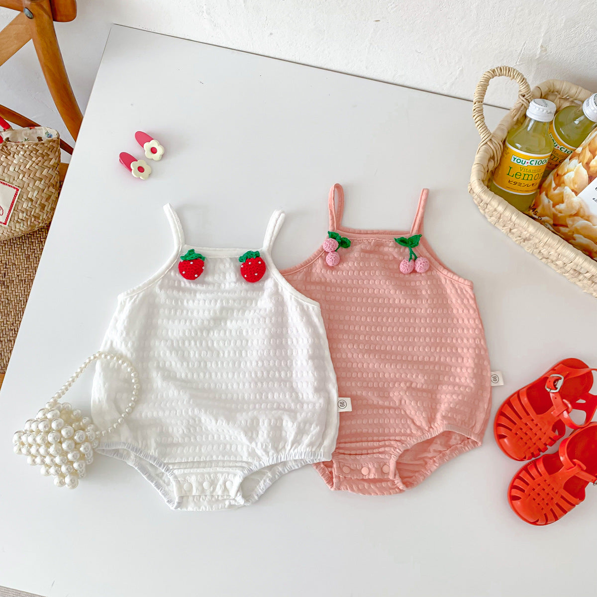 A children's clothing spot summer thin small suspender clothes baby girl triangle bag fart clothes out one-piece climbing clothes - Mixbatch