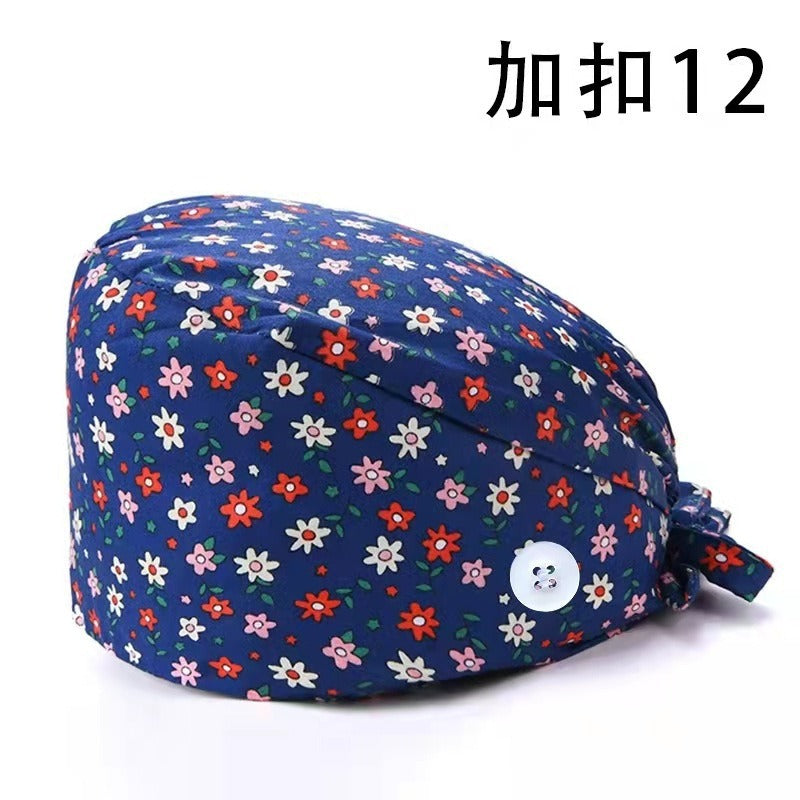A Cross-border surgical cap Cotton solid color nurse operating room cap Sweat-absorbing and windproof confinement cap Dental dentist cap