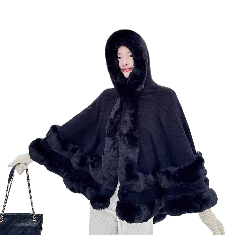 A new loose fur collar shawl