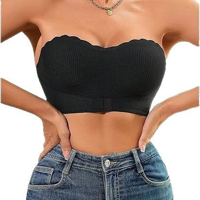 A Wavy Edge Breathable Strapless Front Closure Bra
