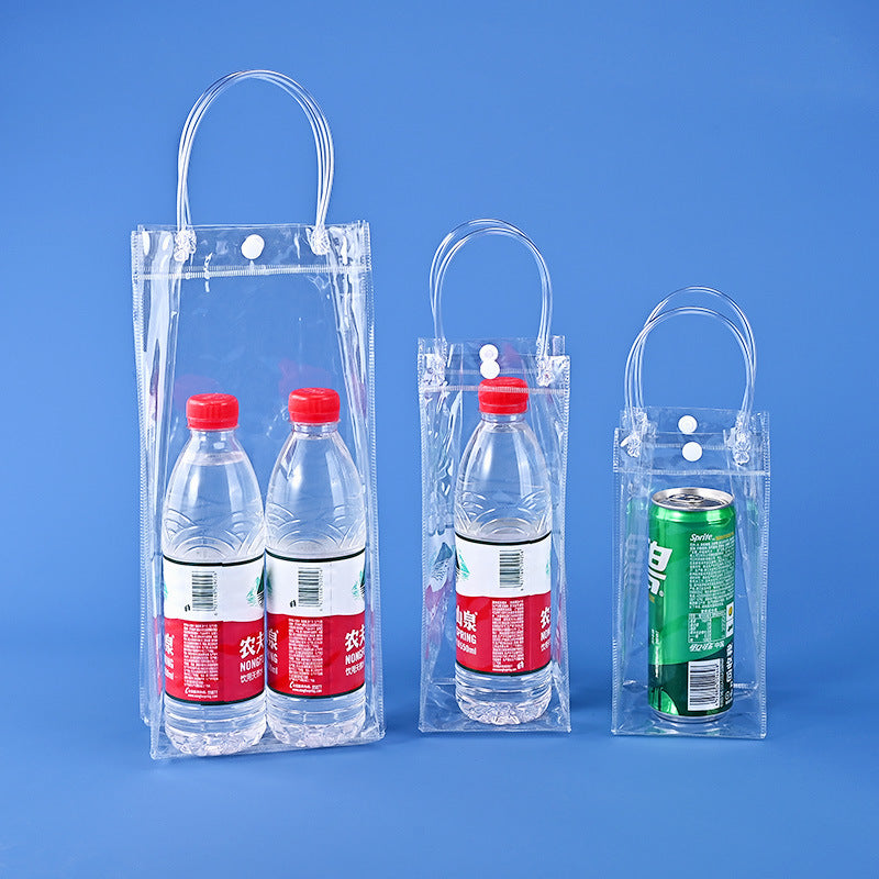 A spot stall pvc plastic tote bag transparent hose thickened red wine packaging bag gift bag