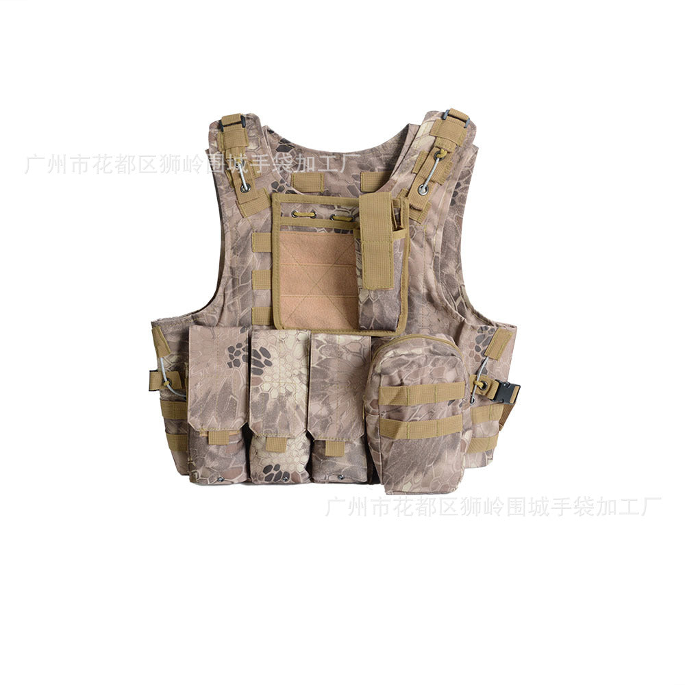 Amphibious tactical vest, python camouflage molle system, cycling sports outdoor tactical vest, real CS