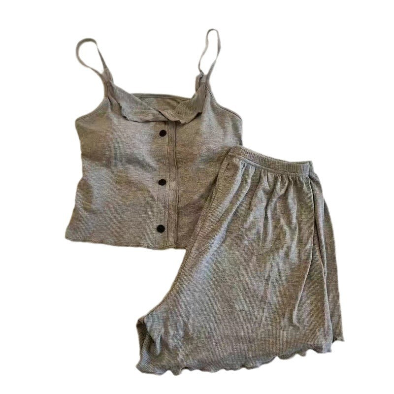 A summer lazy ins French pajamas women's suit sexy suspenders comfortable with chest pads modal loungewear wholesale - Mixbatch