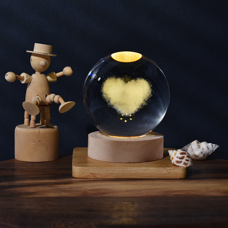 A creative 3d laser engraved crystal ball lamp