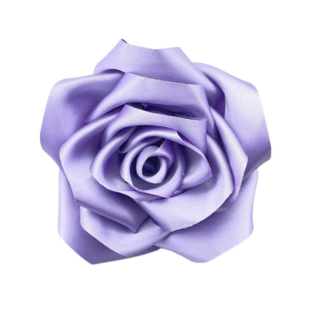 A retro rose bud high-grade satin three-dimensional silk cloth large flower DIY neck flower brooch clothing shoes and hats accessories - Mixbatch