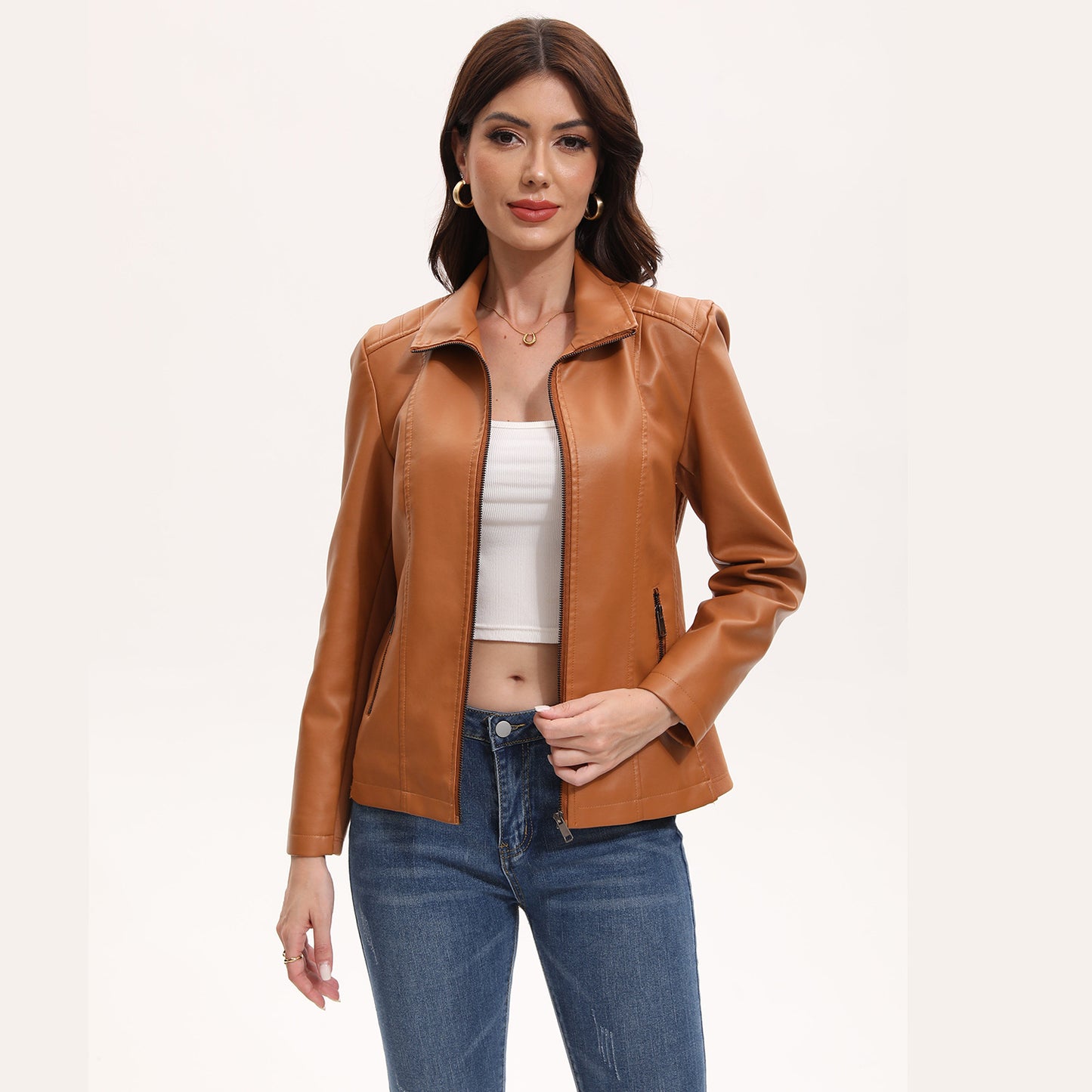 A women's leather jacket