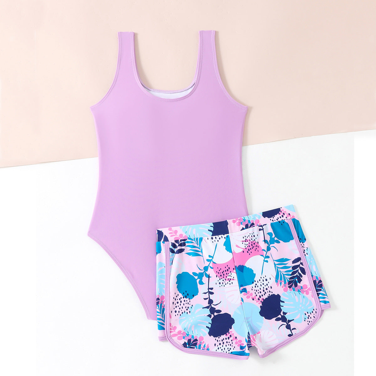 A children's swimsuit European and American girls medium and older children's one-piece boxers two-piece swimsuit - Mixbatch