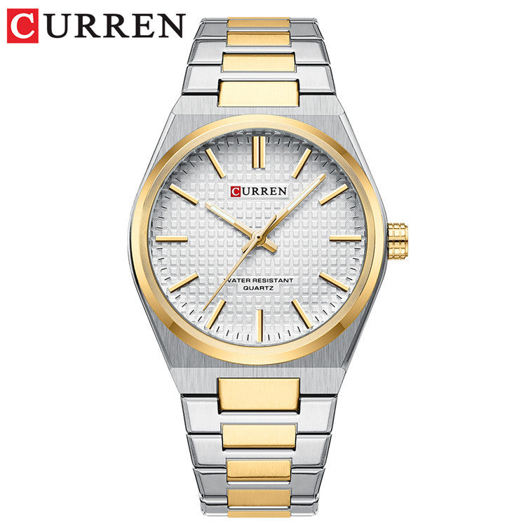 A 8439 Steel Strap Watch Simple Calendar Large Dial Business Watch Waterproof Boys Fashion