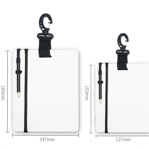 A diving writing board waterproof record board