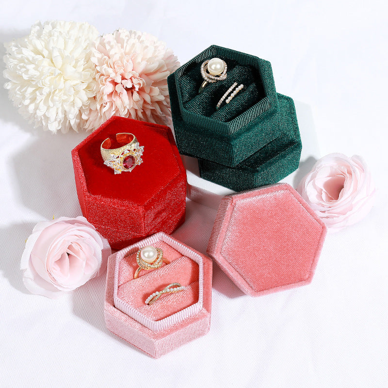 A Velvet hexagonal jewelry box