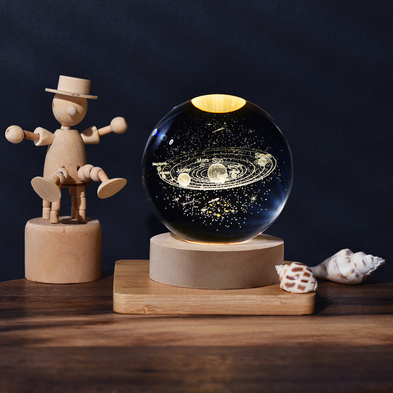 A creative 3d laser engraved crystal ball lamp