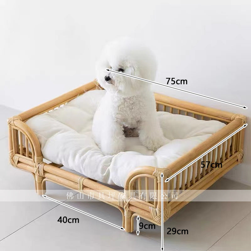 A rattan pet bed