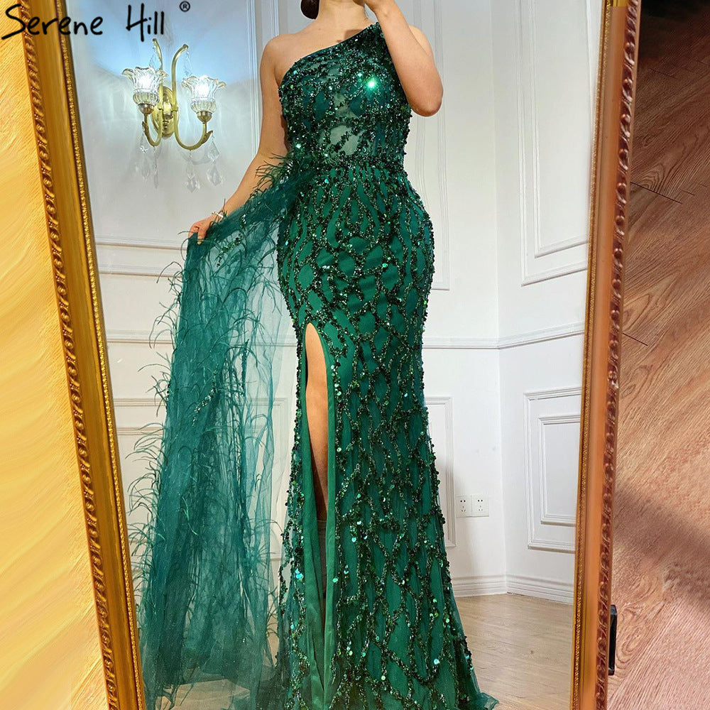A foreign trade new color sequin fairy long sleeveless fashion slim temperament medium and long evening dress woman