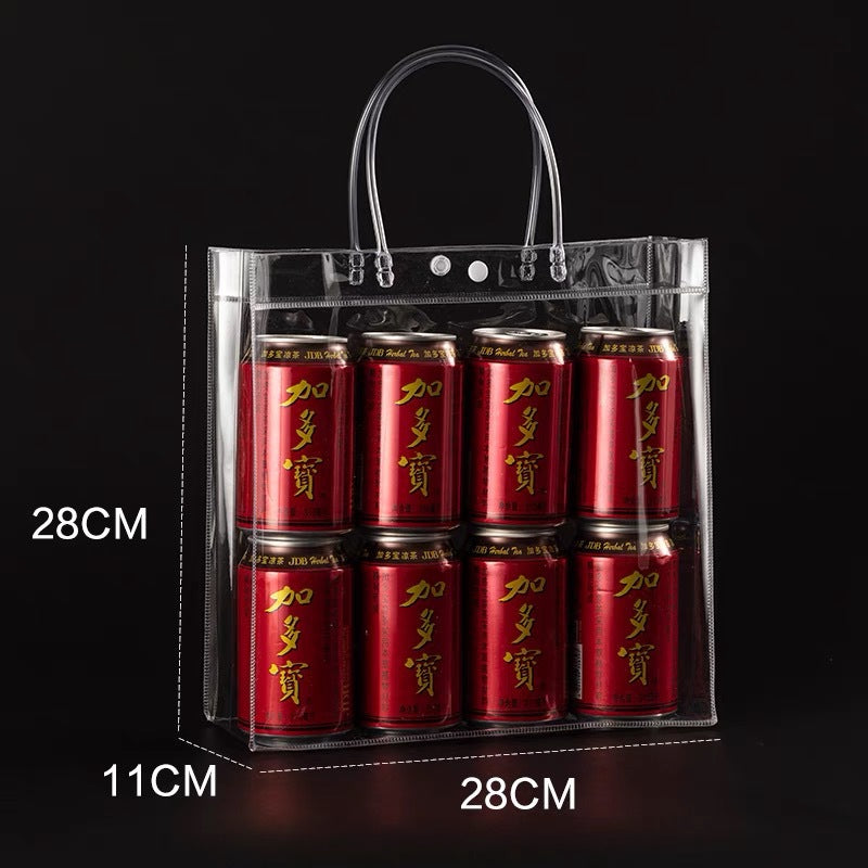 A spot stall pvc plastic tote bag transparent hose thickened red wine packaging bag gift bag