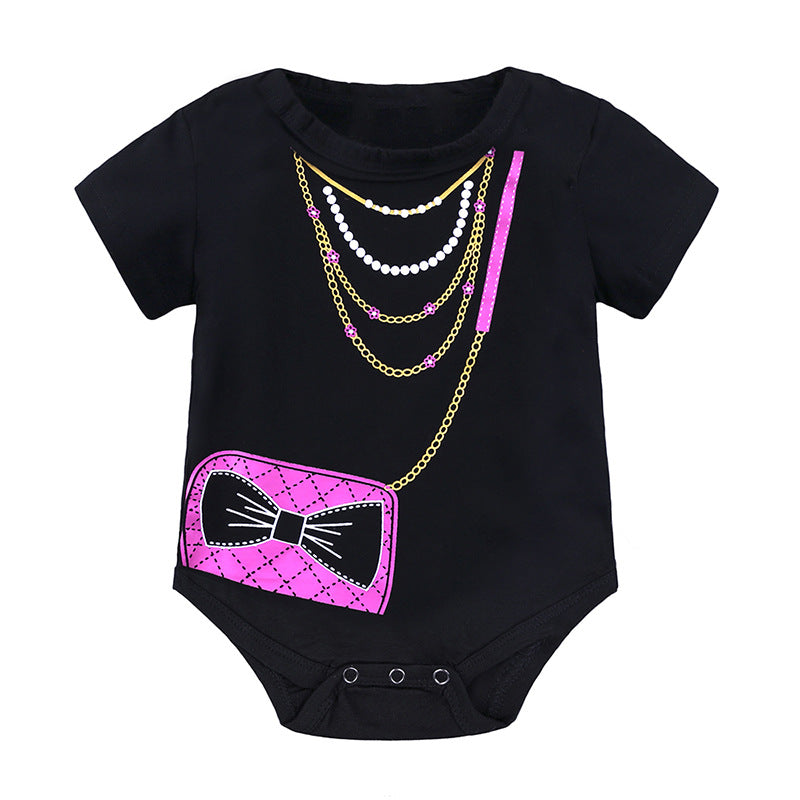 A cross-border foreign trade new baby short sleeved triangle jumpsuit+headband summer cotton jumpsuit crawling suit for infants and young children - Mixbatch
