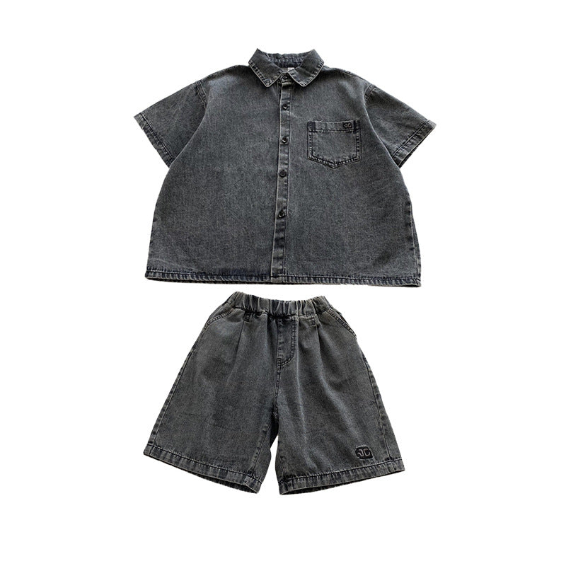 A children's clothing children's summer clothing boys denim suit summer models - Mixbatch