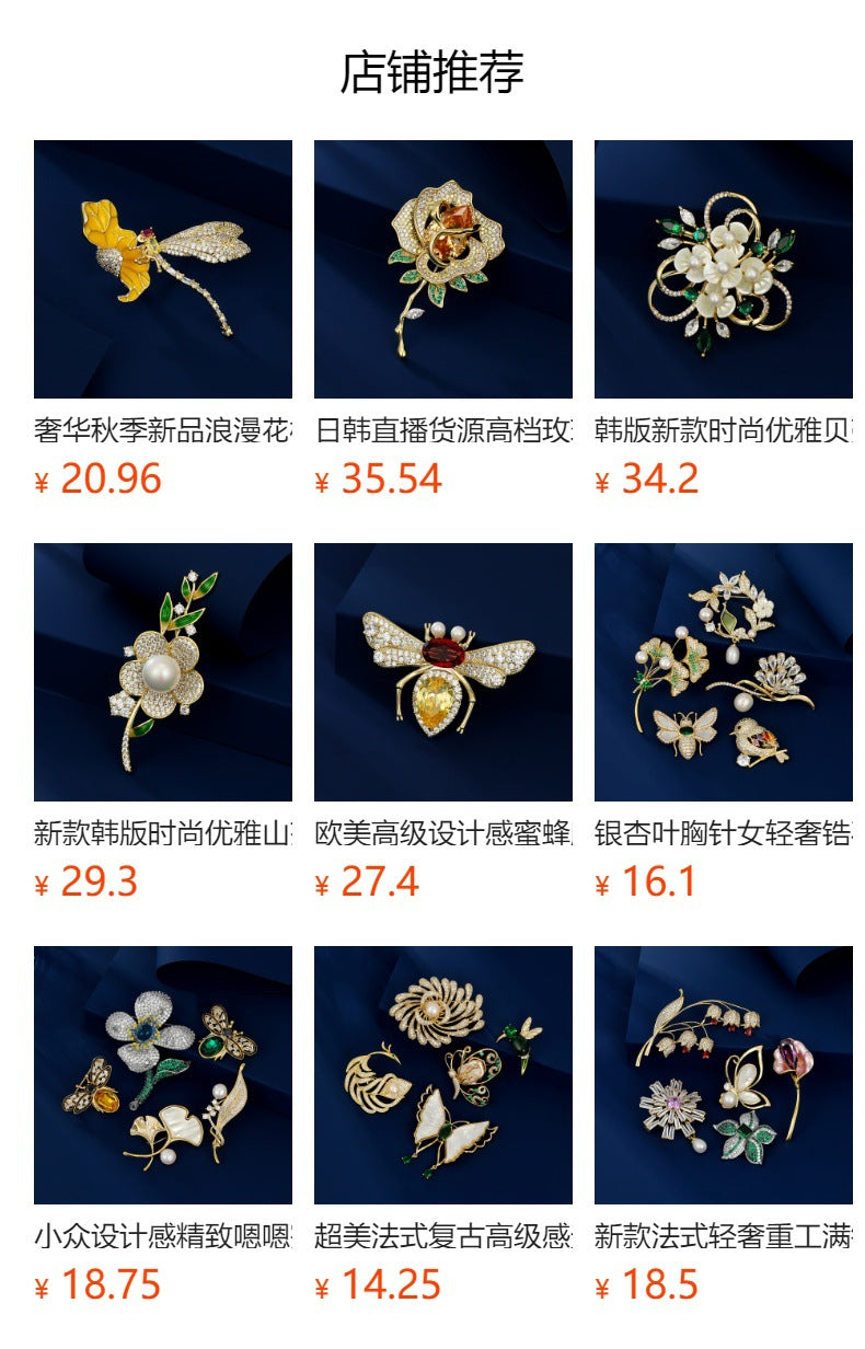 A European and American heavy industry high-end design light luxury full of zirconium micro-inlaid pink gemstone peony flower brooch fashionable versatile pin batch - Mixbatch