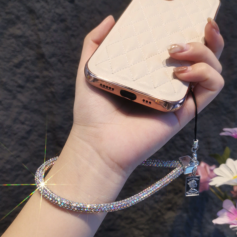 A Mobile phone lanyard length Wrist rhinestone lanyard Women's high-end luxury full diamond pendant Colorful fashion pendant - Mixbatch