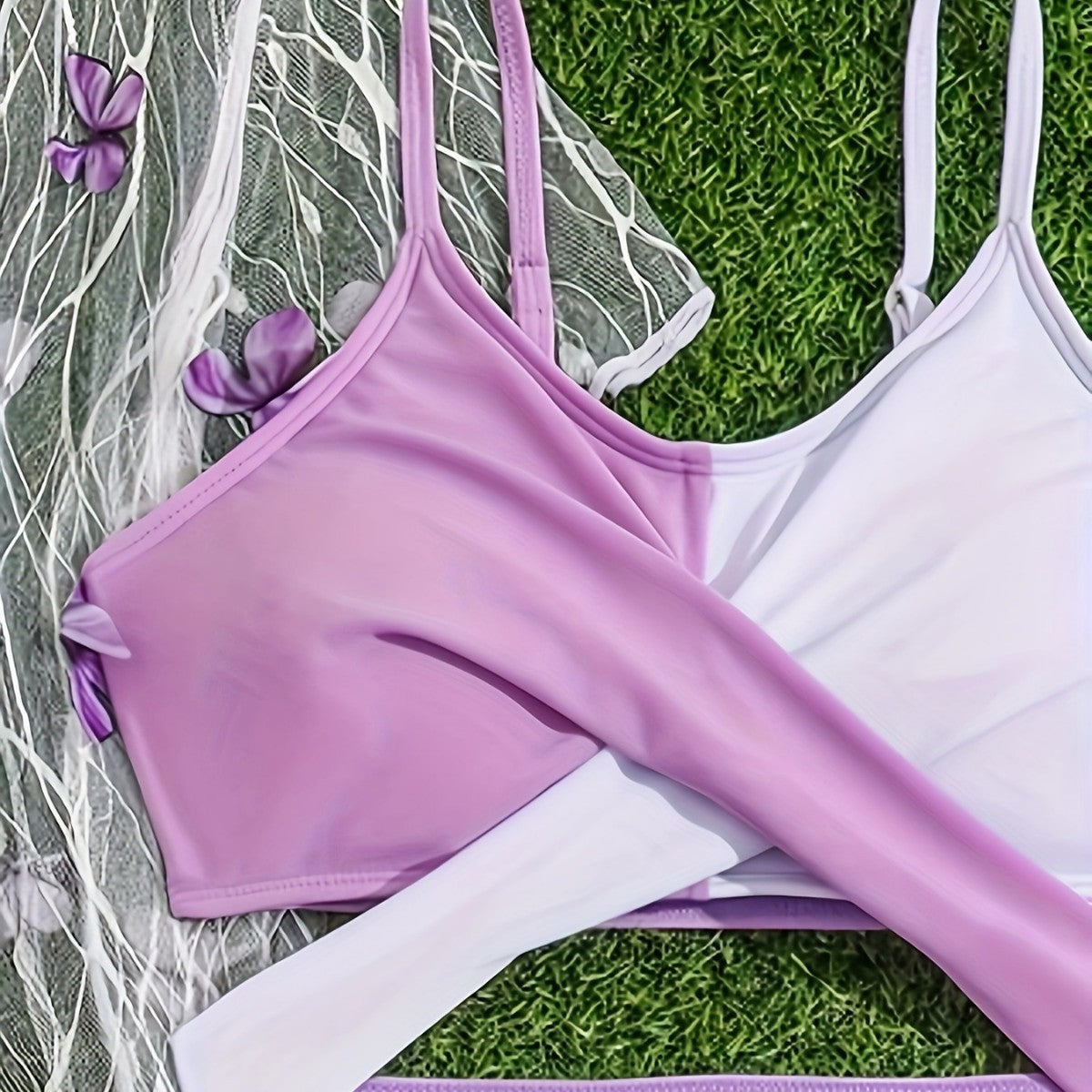 A mesh bikini three-piece swimsuit for girls - Mixbatch