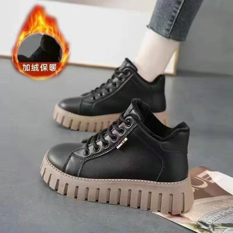 Autumn and winter new Martin boots fashion casual Joker women's shoes single cotton with non-slip lightweight casual shoes. - Mixbatch