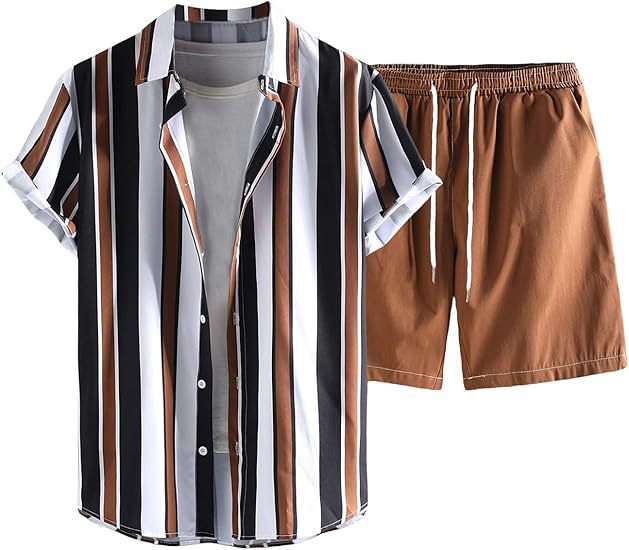 A Men's Short Sleeve Shorts Shirt Set