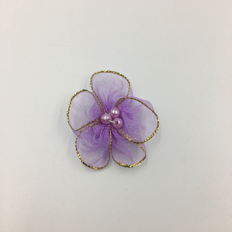 A Simulation plum blossom, flower with pearl snow yarn Phnom Penh snow yarn small flower ribbon flower shoe flower clothing flower wholesale - Mixbatch