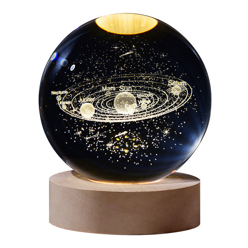 A creative 3d laser engraved crystal ball lamp