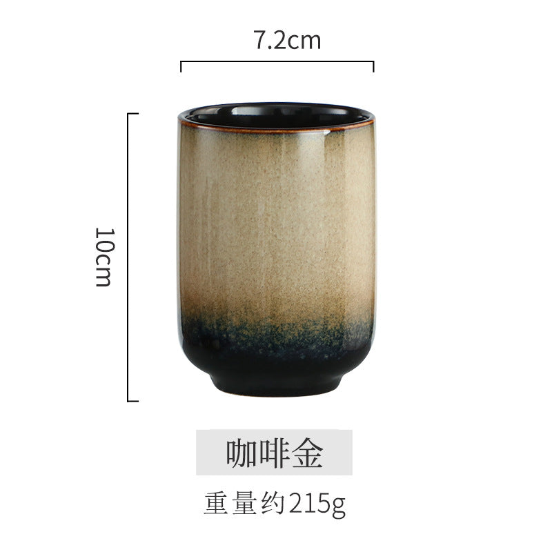 A Japanese-style kiln-changed retro coffee gold creative ceramics simple high-end light luxury cup, bowl, plate and tableware combination set