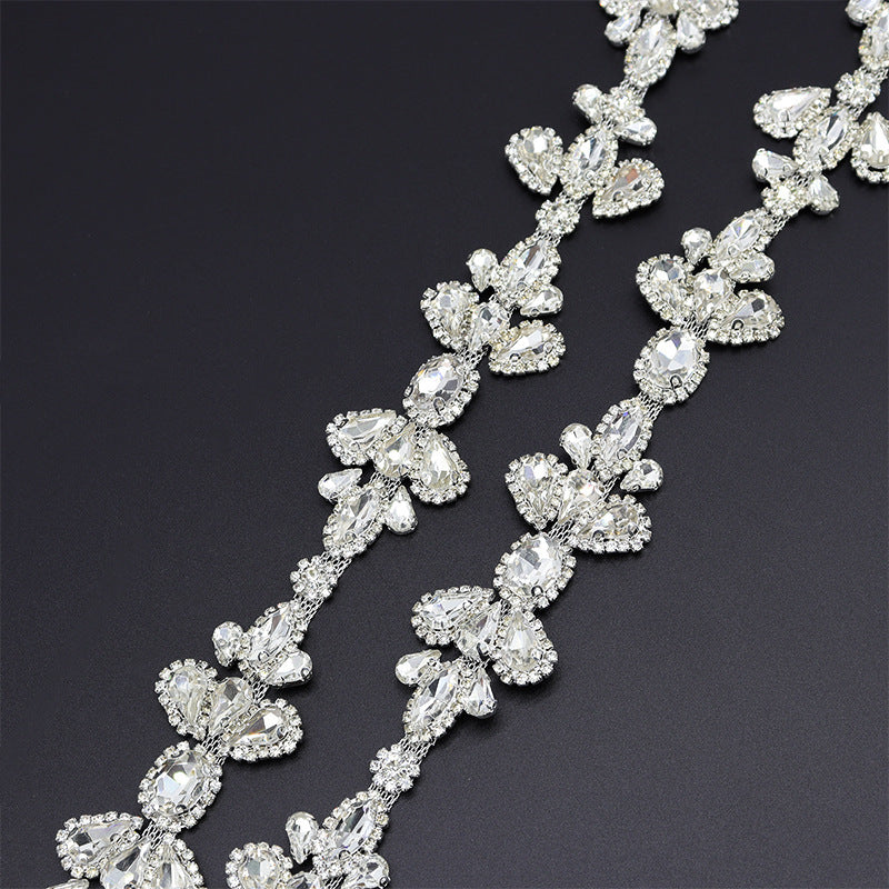 A rhinestone chain diamond jewelry fancy welding drill chain hand seam drill metal chain accessories horse eye drill claw chain DIY accessories - Mixbatch