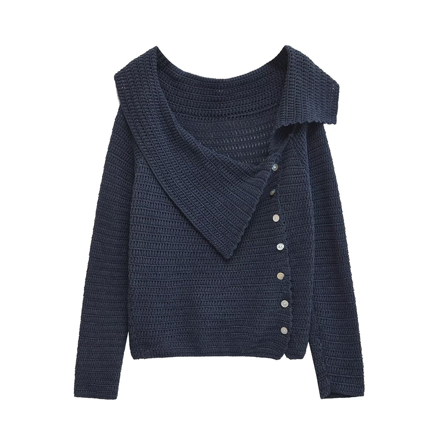 A long-sleeved cardigan sweater