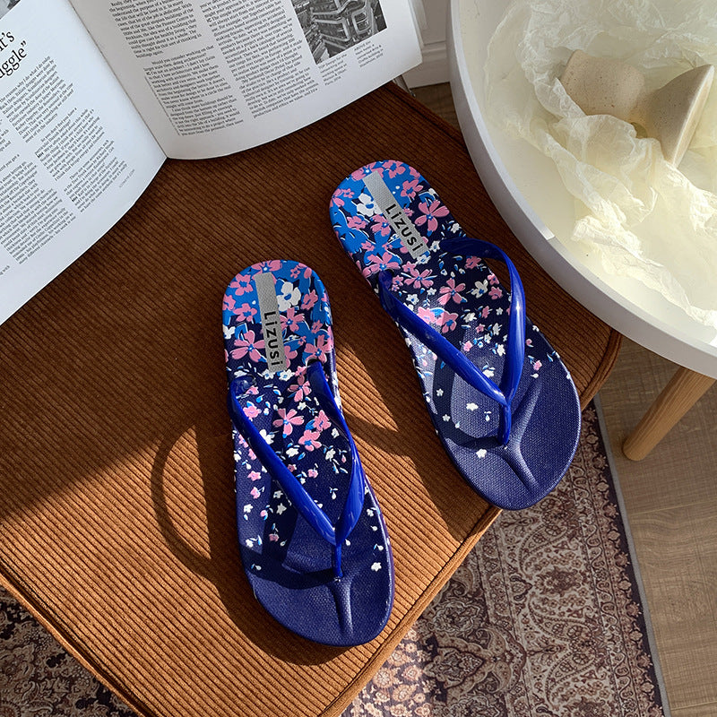 A flip-flops female summer casual wear simple fruit cartoon light and comfortable soft bottom toe pinch foot beach cool slippers