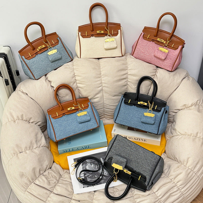 A denim handbag