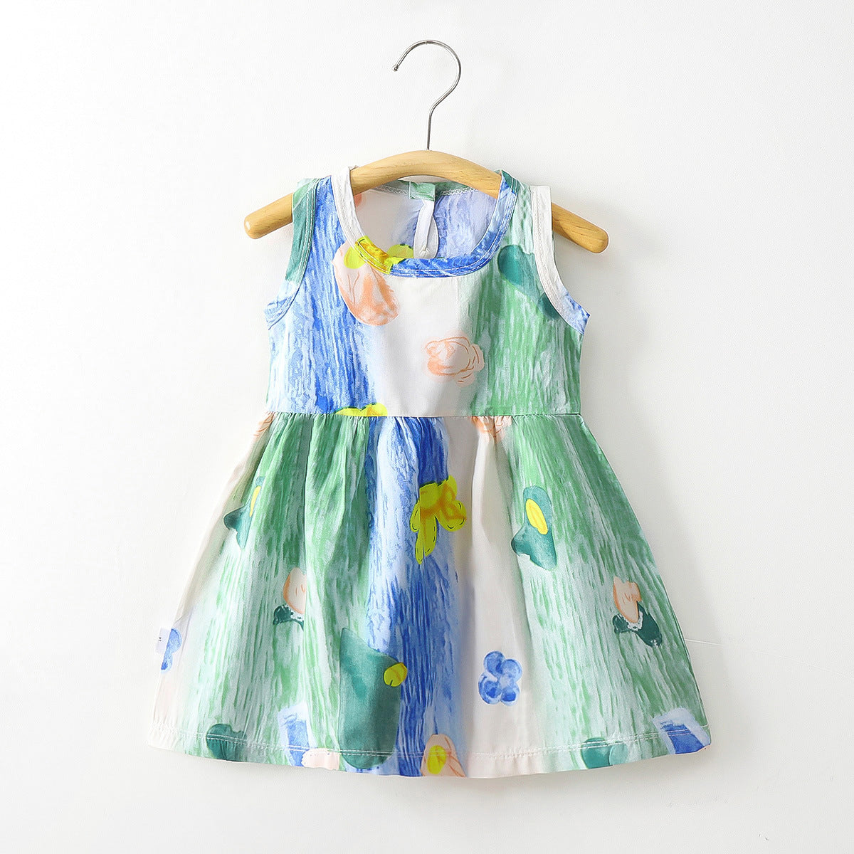A summer children's and girls' cotton vest dress baby thin rayon floral skirt - Mixbatch