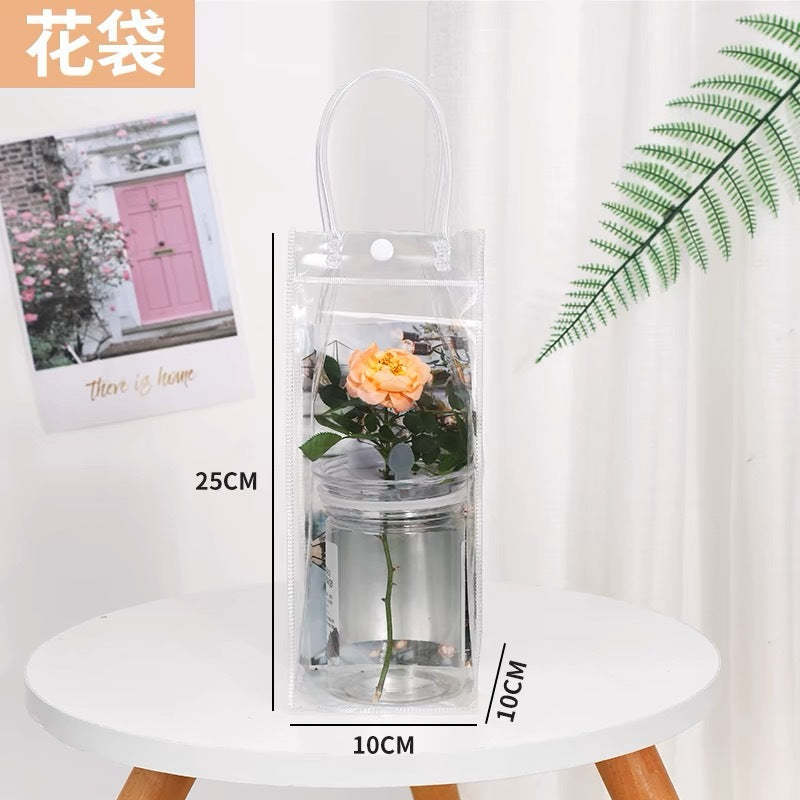 A spot stall pvc plastic tote bag transparent hose thickened red wine packaging bag gift bag