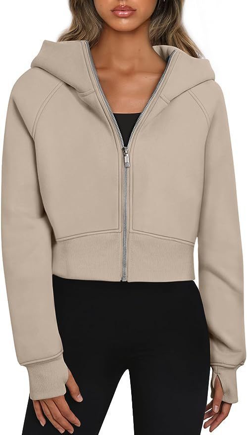 A hooded zip sweater