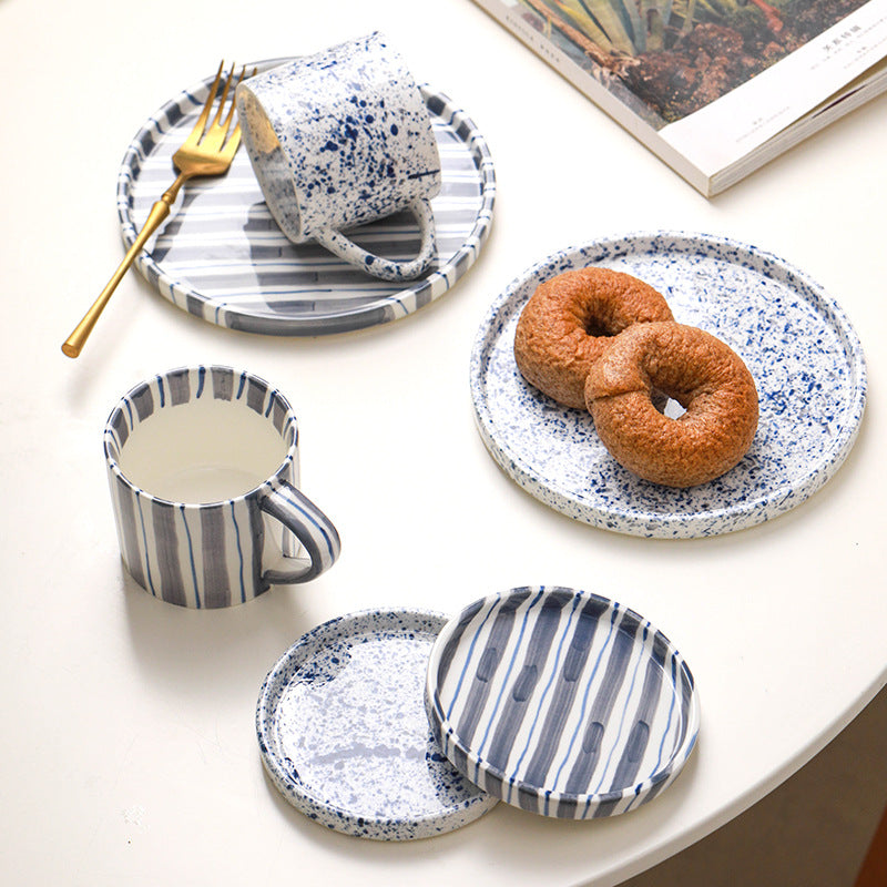 A Nordic hand-painted retro coffee cup and saucer set