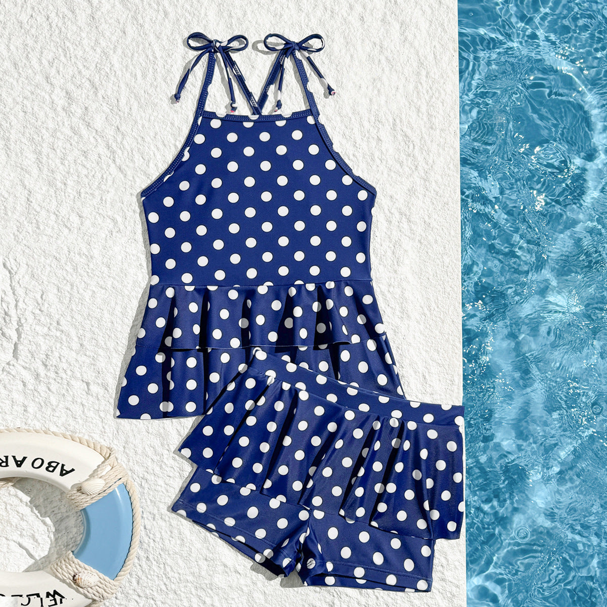 A European and American children's swimsuit girls split swimsuit printed lotus leaf edge skirt swimsuit 3Y-11Y adjustable shoulder strap swimsuit - Mixbatch
