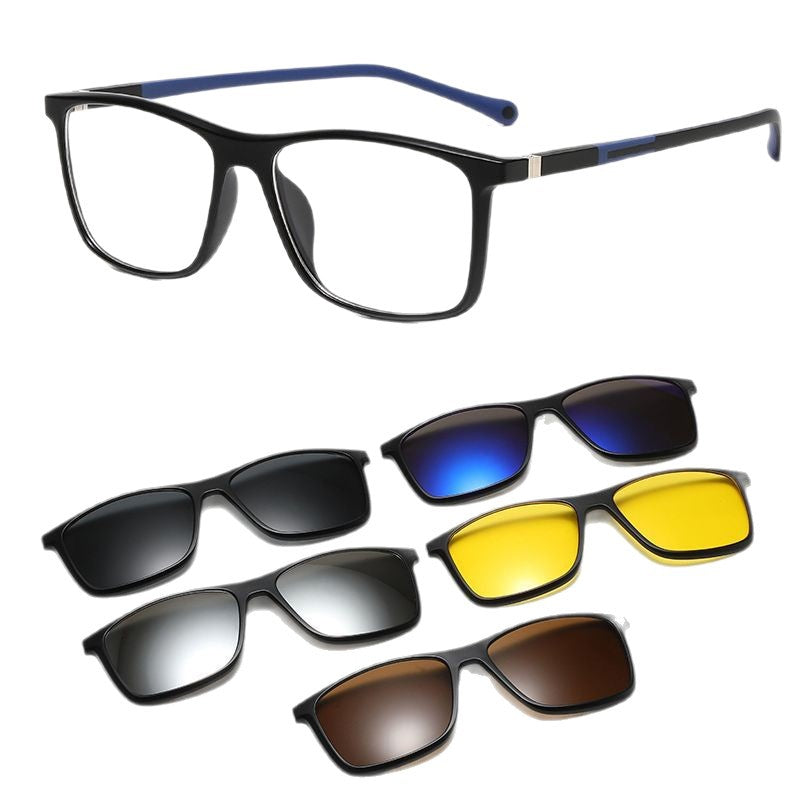 A new polarized two-color injection molded foot glasses magnet men's and women's cycling clip sunglasses fashionable magnetic glasses frame