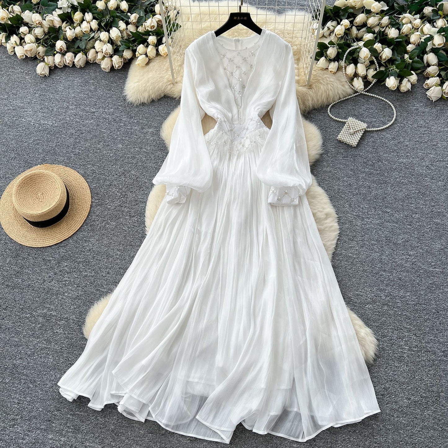 A sequined beaded dress