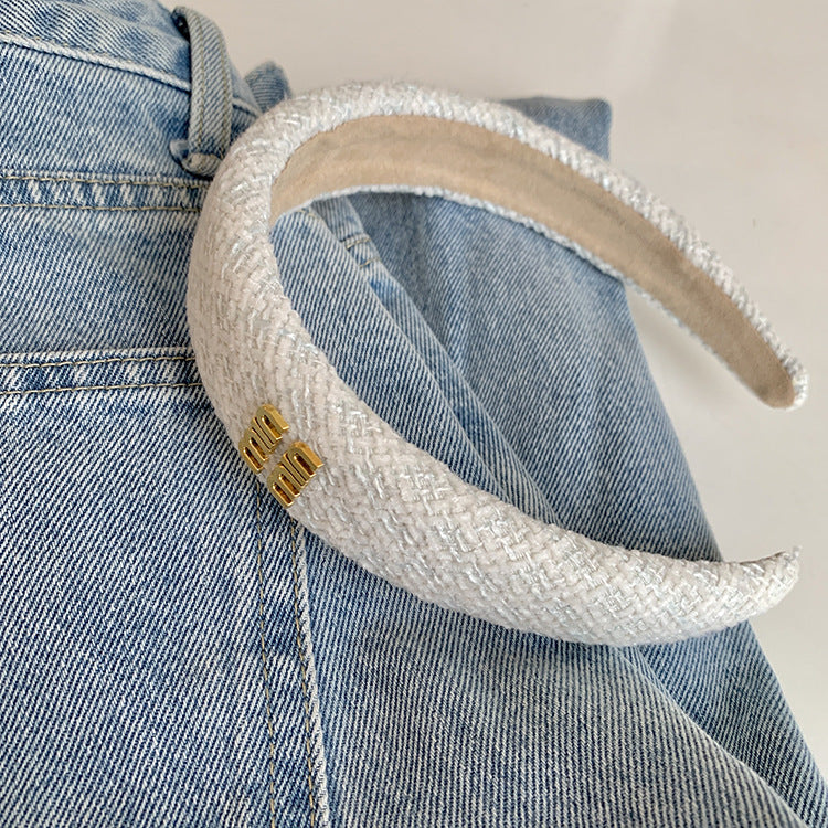 A French small fragrant style high skull top headband women's autumn and winter high-end headdress wide edge headband
