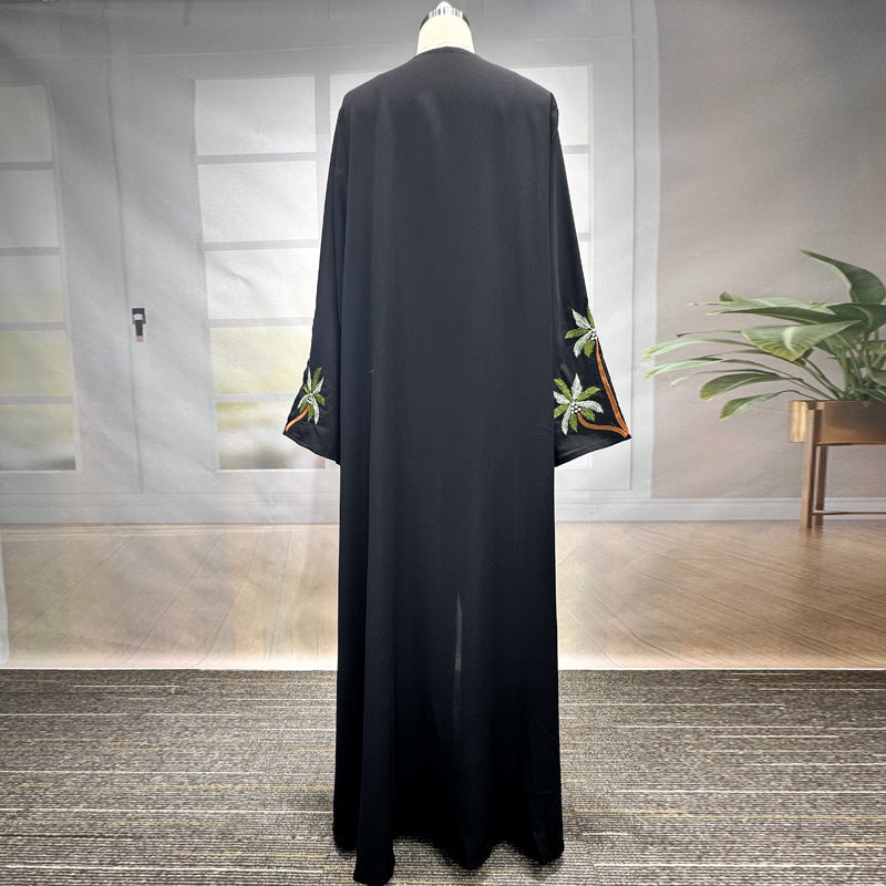 New Middle Eastern Muslim Clothing Fashion Elegant Cardigan Embroidered Dress Robe - Mixbatch