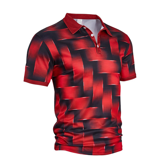 A European and American cross-border men's casual fashion 3D printing trendy polo shirt lapel popular short sleeves