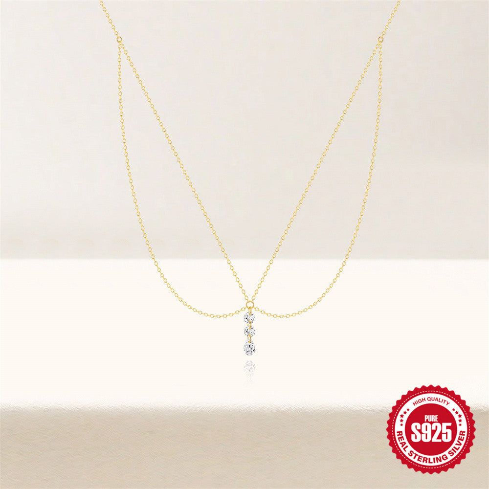 A S925 Double Diamond Necklace