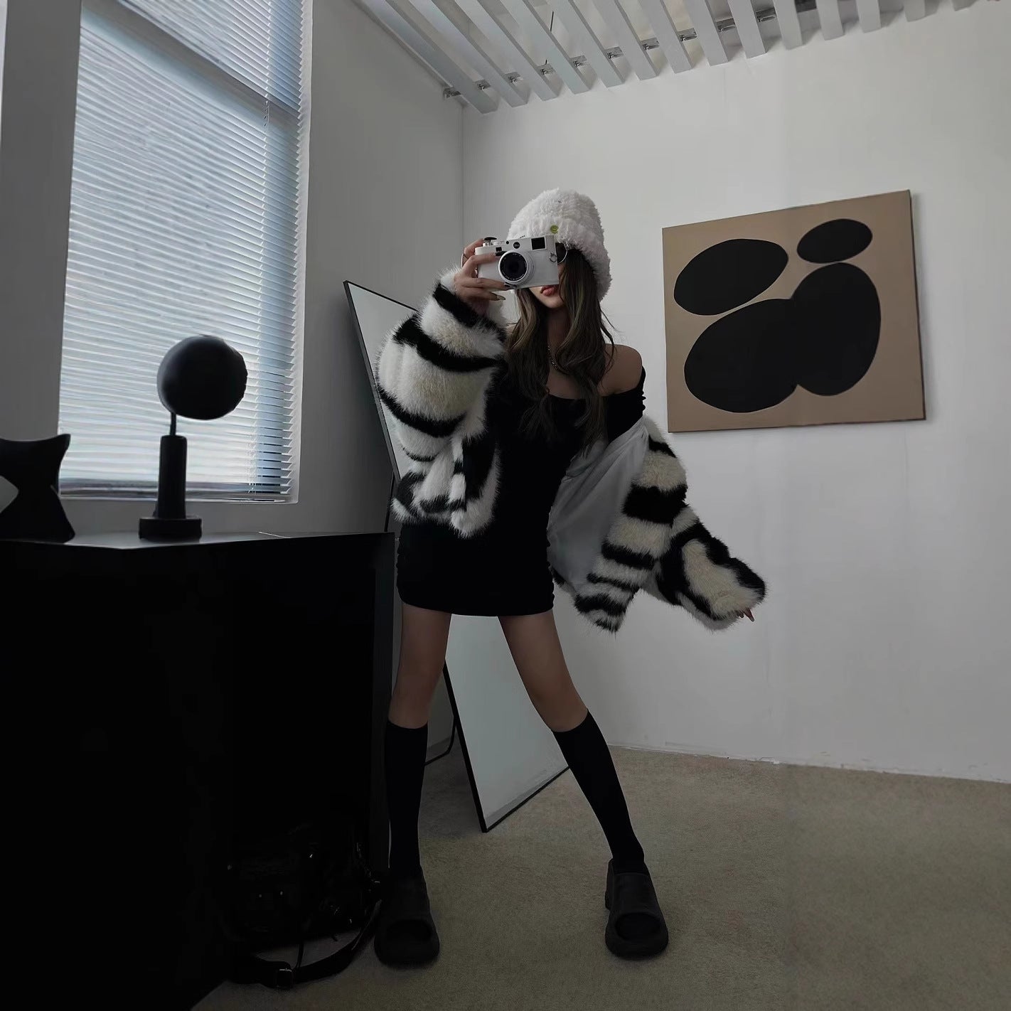 A faux fur coat