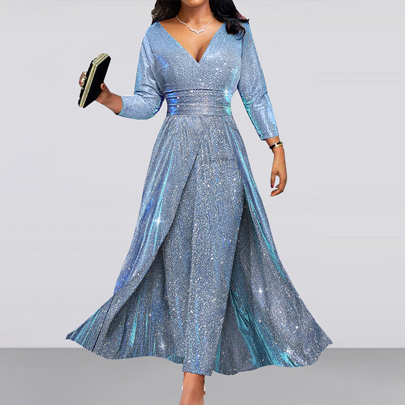 A banquet dress skirt double-sided sequined large skirt tube top sexy fashion