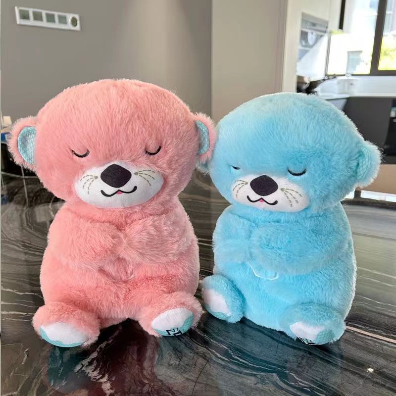 A breath otter breath bear cute plush toy soothing luminous doll cute sweet sleeping position otter sleeping