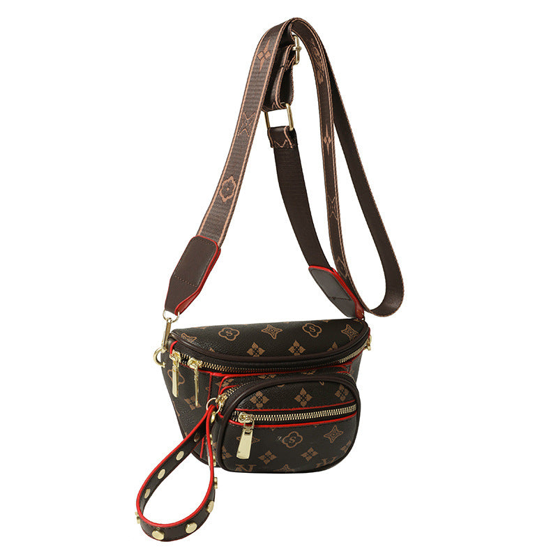 A new retro multi-layer shoulder messenger bag simple fashion with ribbon breast bag women's trend