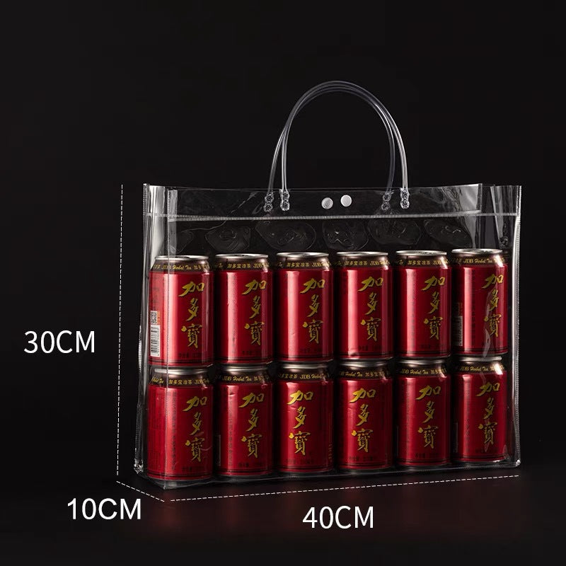 A spot stall pvc plastic tote bag transparent hose thickened red wine packaging bag gift bag
