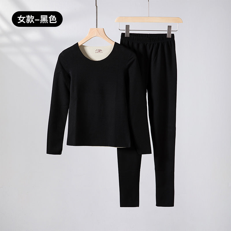 A autumn and winter silk wool thermal underwear female couple German velvet heating thickened primer long johns set wholesale - Mixbatch